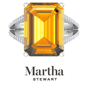 Martha Stewart 10 1/4 Carat Emerald Cut Citrine and Diamond Ring